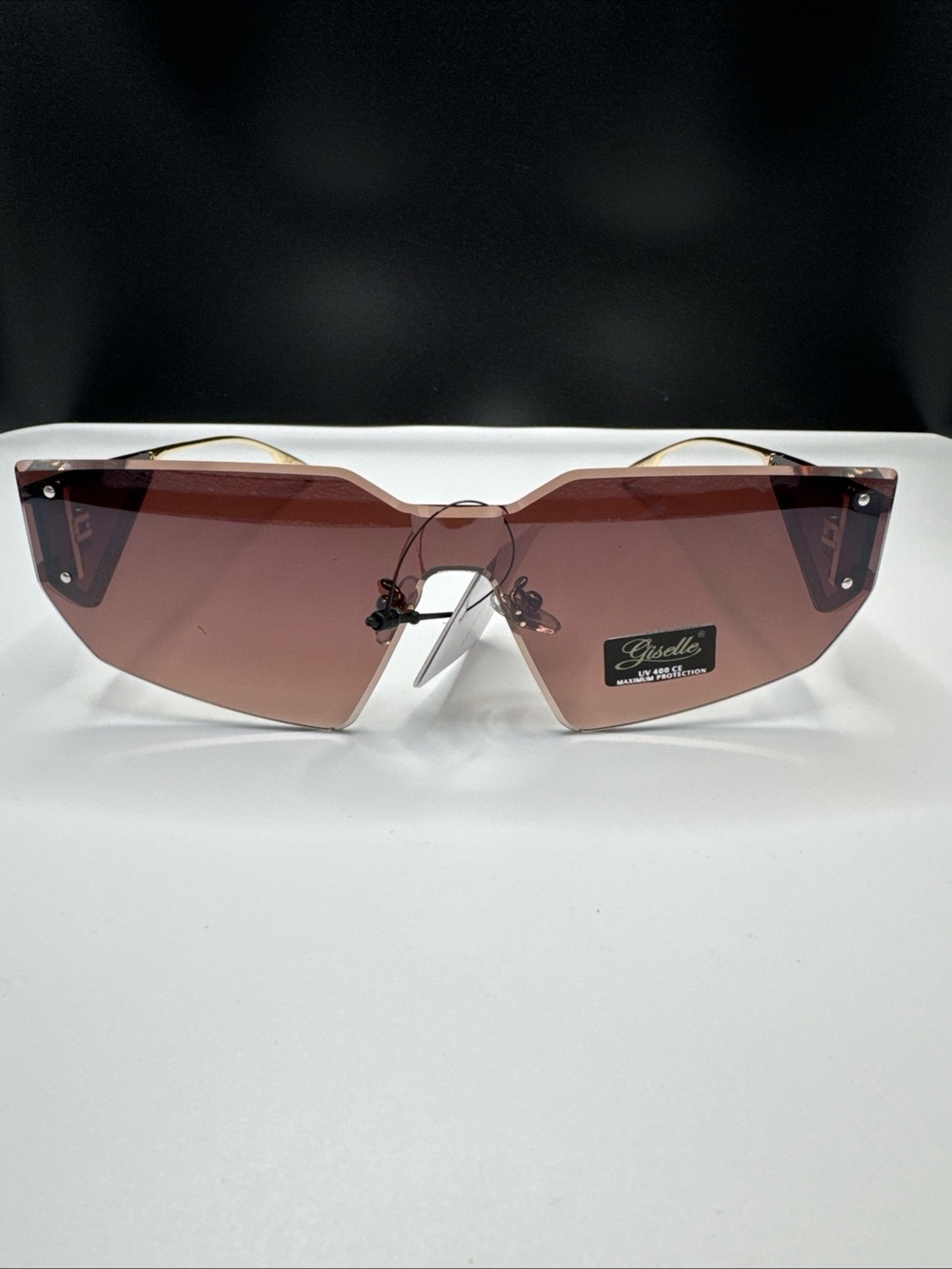 Women's Rimless Shield Sunglasses in Brown